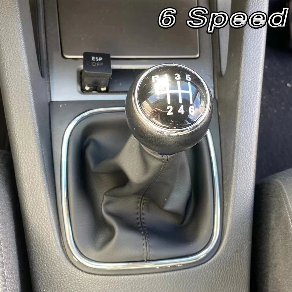 5 & 6 Speed Gear Shift Knob with Leather Boot Collar for Volkswagen Golf 2004-2014
