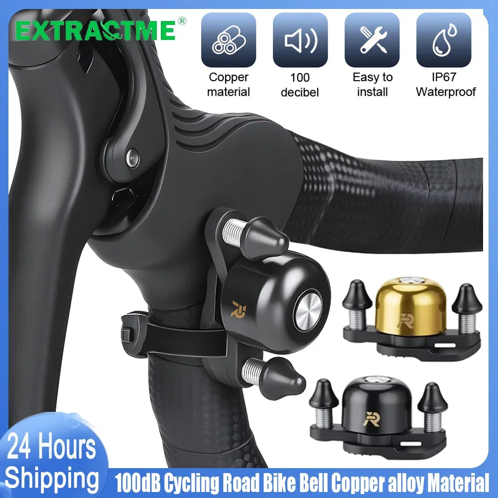 Mini Bike Bell Copper Alloy 100dB Road Bicycle Handlebar Dual Hammer Bell