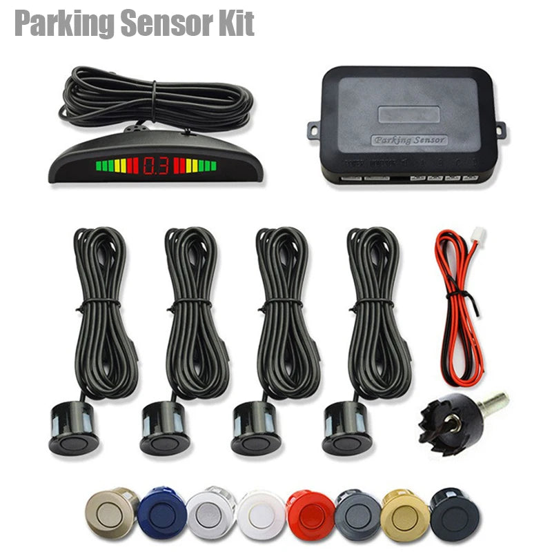 Car LED Parking Sensor Kit 4 Radar Sensors Digital Display Reverse Alarm System