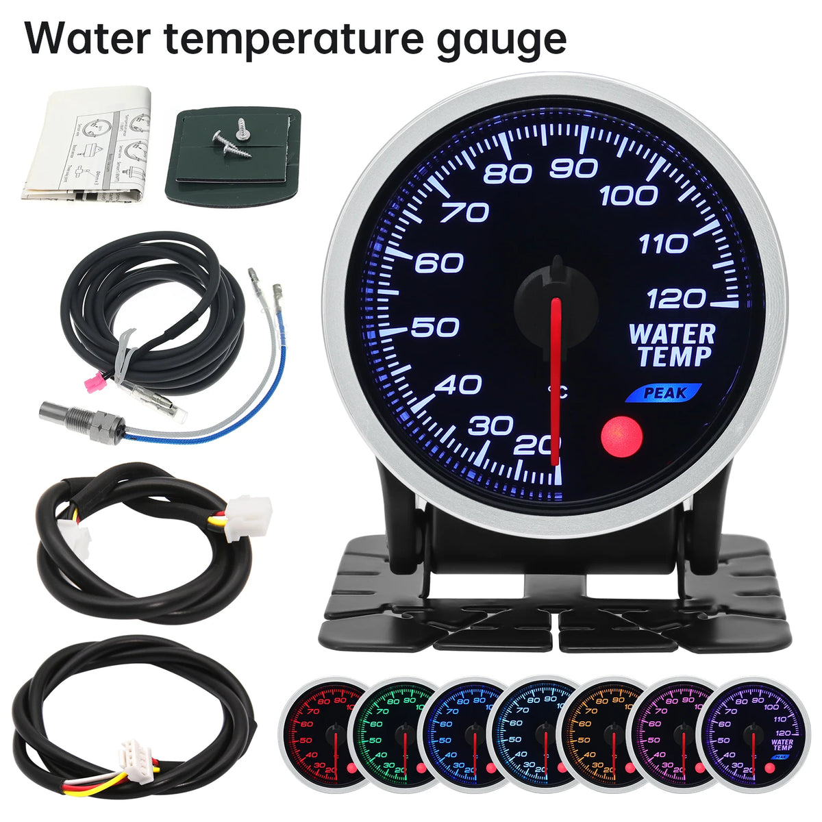 52mm 12V 8 Color Car Gauge Water Oil Temp Pressure EGT Boost Tachometer Meter