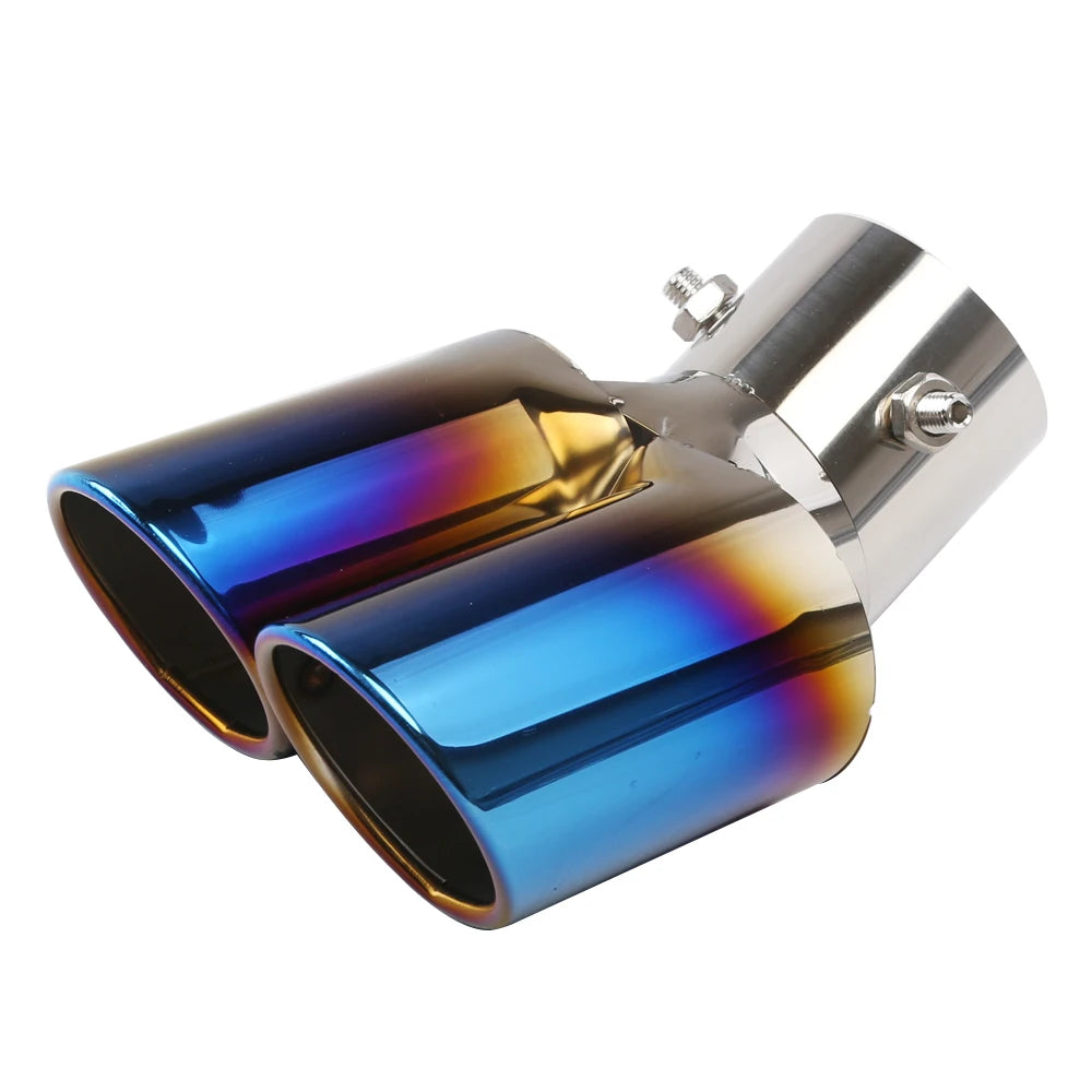 Universal Dual Slant Cut Stainless Steel Exhaust Tip 63mm Inlet 63 Outlet