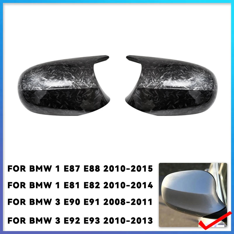 M3 Style Carbon Fiber Look Mirror Cover Caps for BMW 1 Series & 3 Series