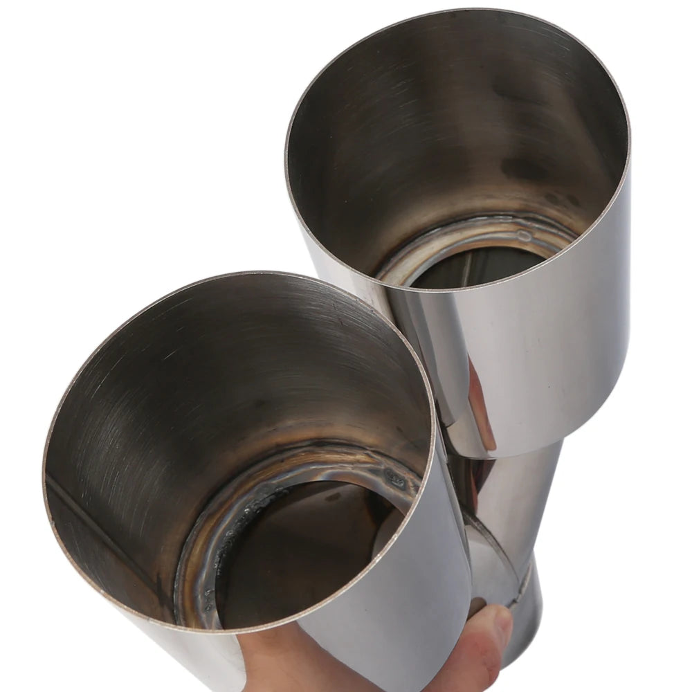 63mm Y Shape Dual Exhaust Tip Stainless Steel Double Outlet Muffler Pipe