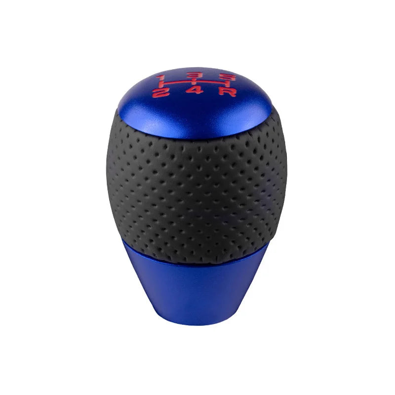 Universal Racing 5 Speed Leather Aluminum Gear Shift Knob Manual Automatic Car