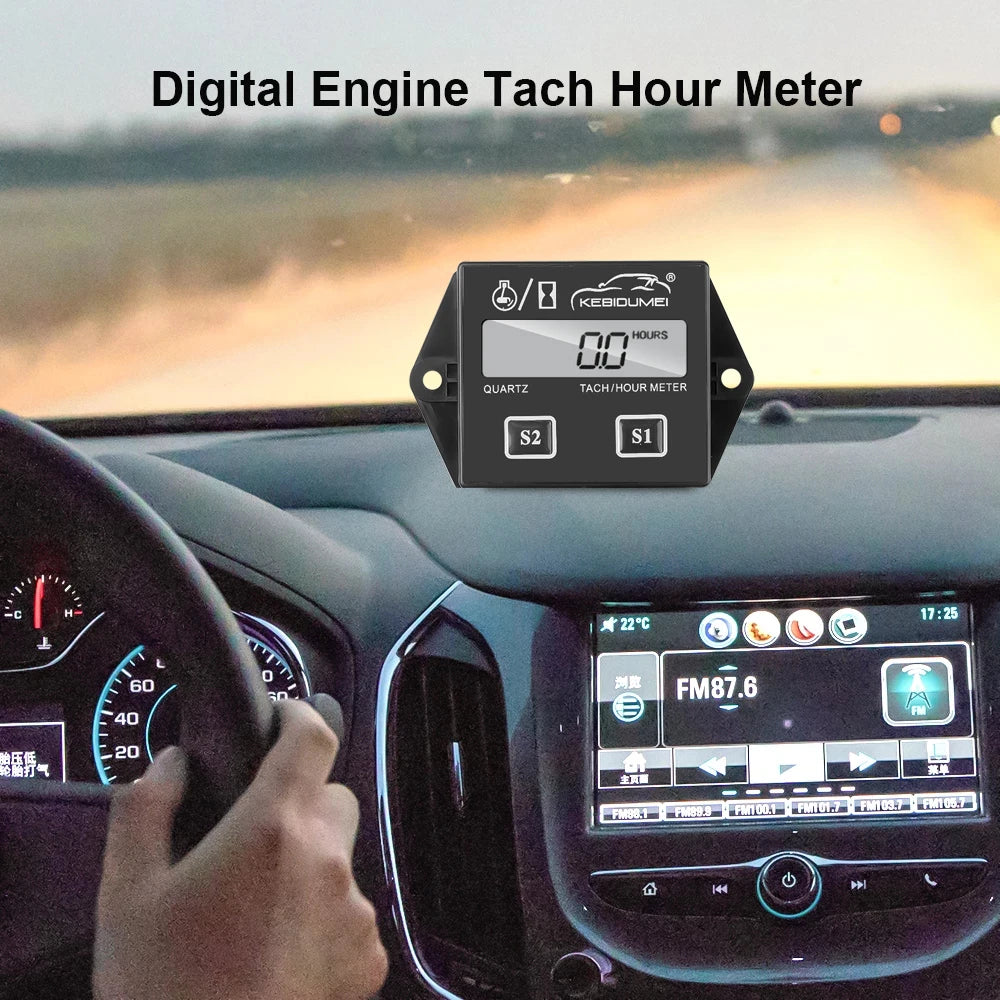 Digital Engine Tachometer RPM Meter Hour Gauge LCD Display for Boat Motorcycle
