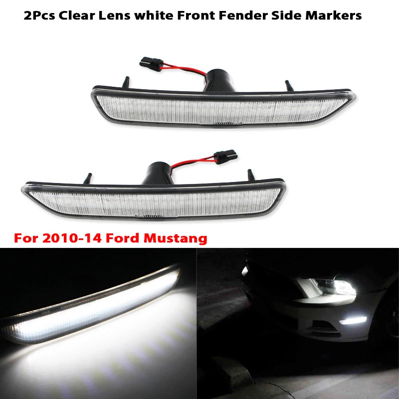2PCS White Red Amber LED Front Rear Side Indicator for Ford Mustang 2010-2014