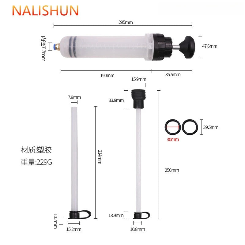 200/500CC Manual Fluid Transfer Syringe Pump Oil Fuel Brake Fluid Extractor
