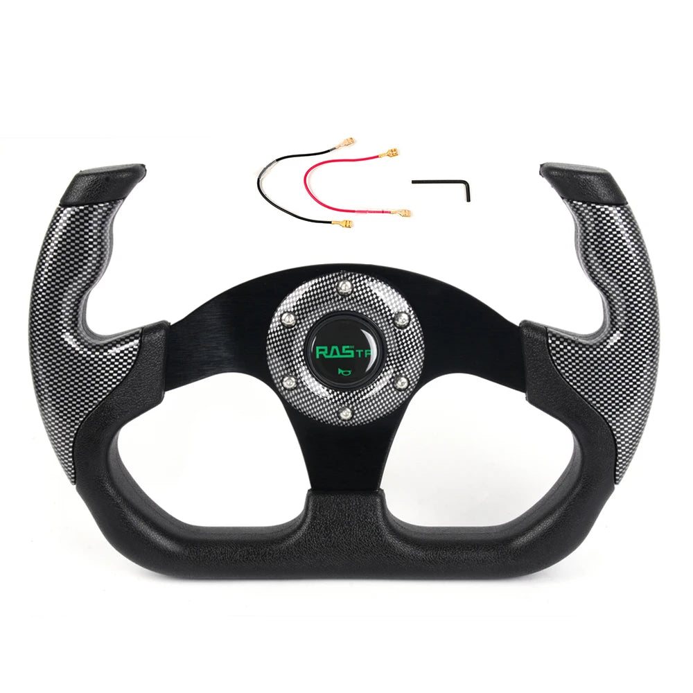 RASTP RS-STW025 14" 350mm Suede Deep Dish Racing Steering Wheel Drift Sport