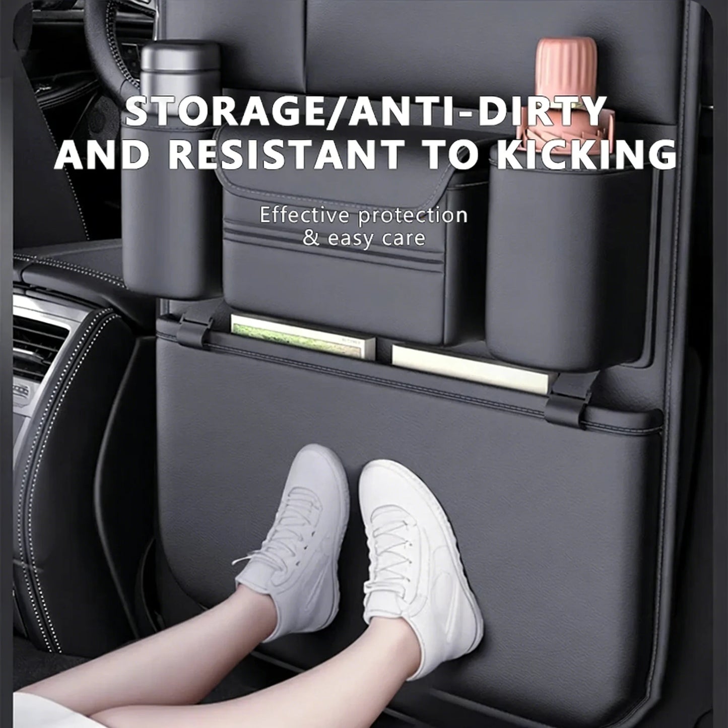 6 Pocket Car Seat Back Organizer Storage Bag Waterproof Cup Tissue Holder