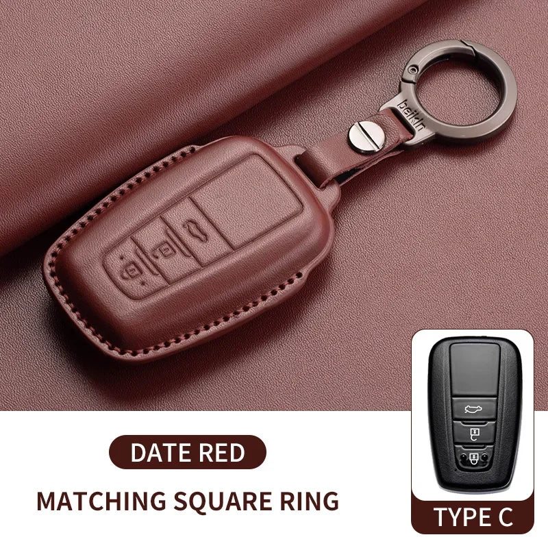 Leather Smart Key Case Cover for Toyota Prius, Camry, Corolla, Avalon, C-HR, RAV4