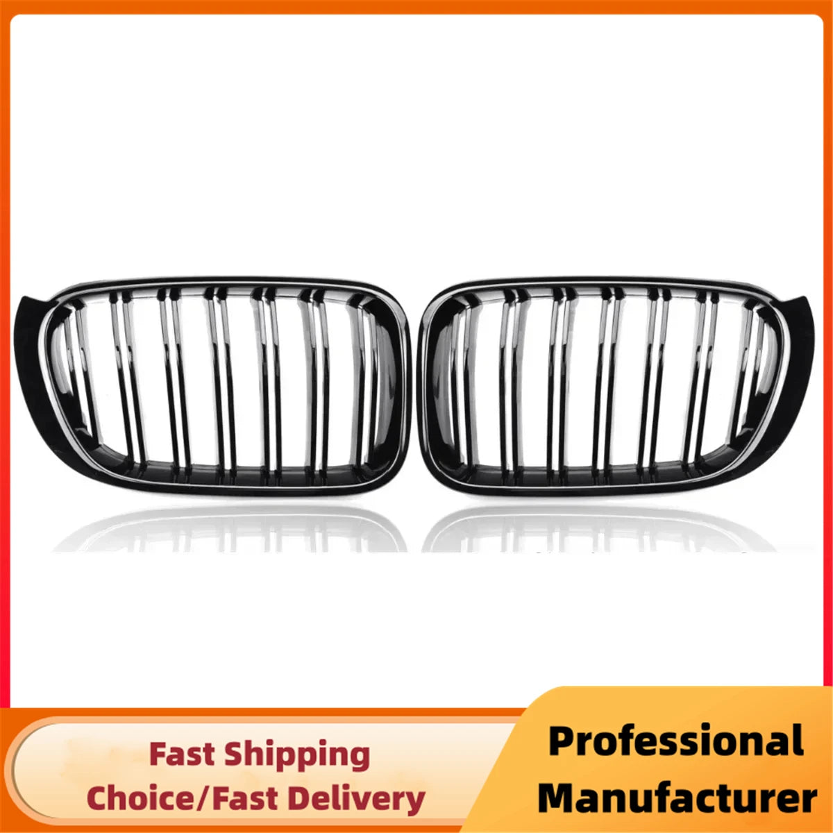 Gloss Black Double Slat Kidney Grille for BMW X3 X4 F25 F26 2014–2017