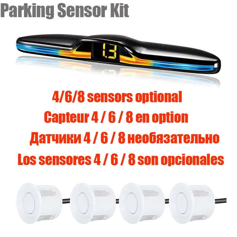 Car Parking Sensor Kit 4/6/8 Radar Sensors LED Display Reverse Backup System
