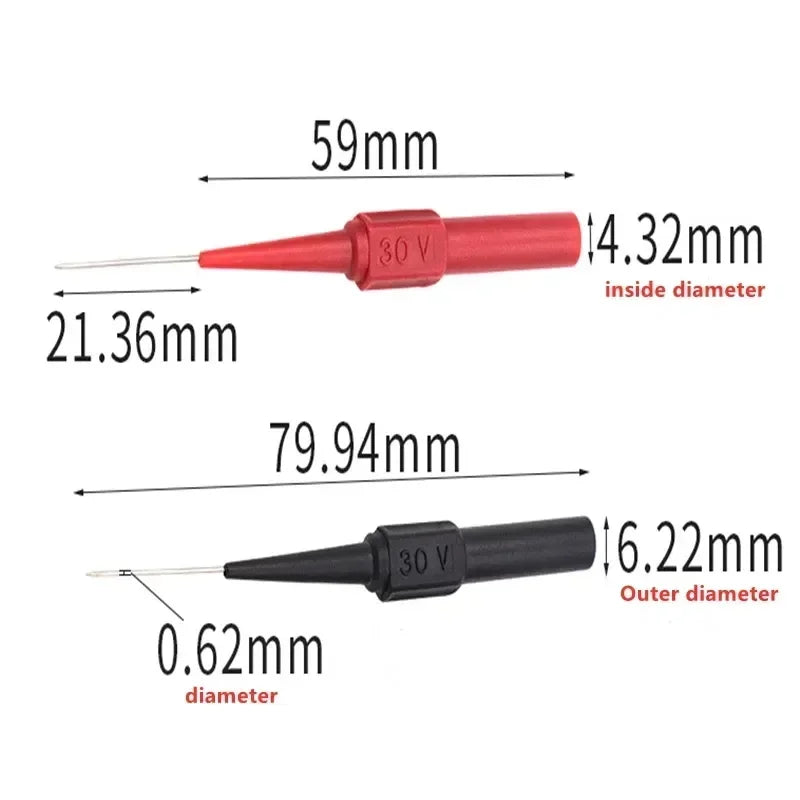 0.7mm 30V Car Tip Probes Multimeter Test Leads Back Piercing Needle Probes
