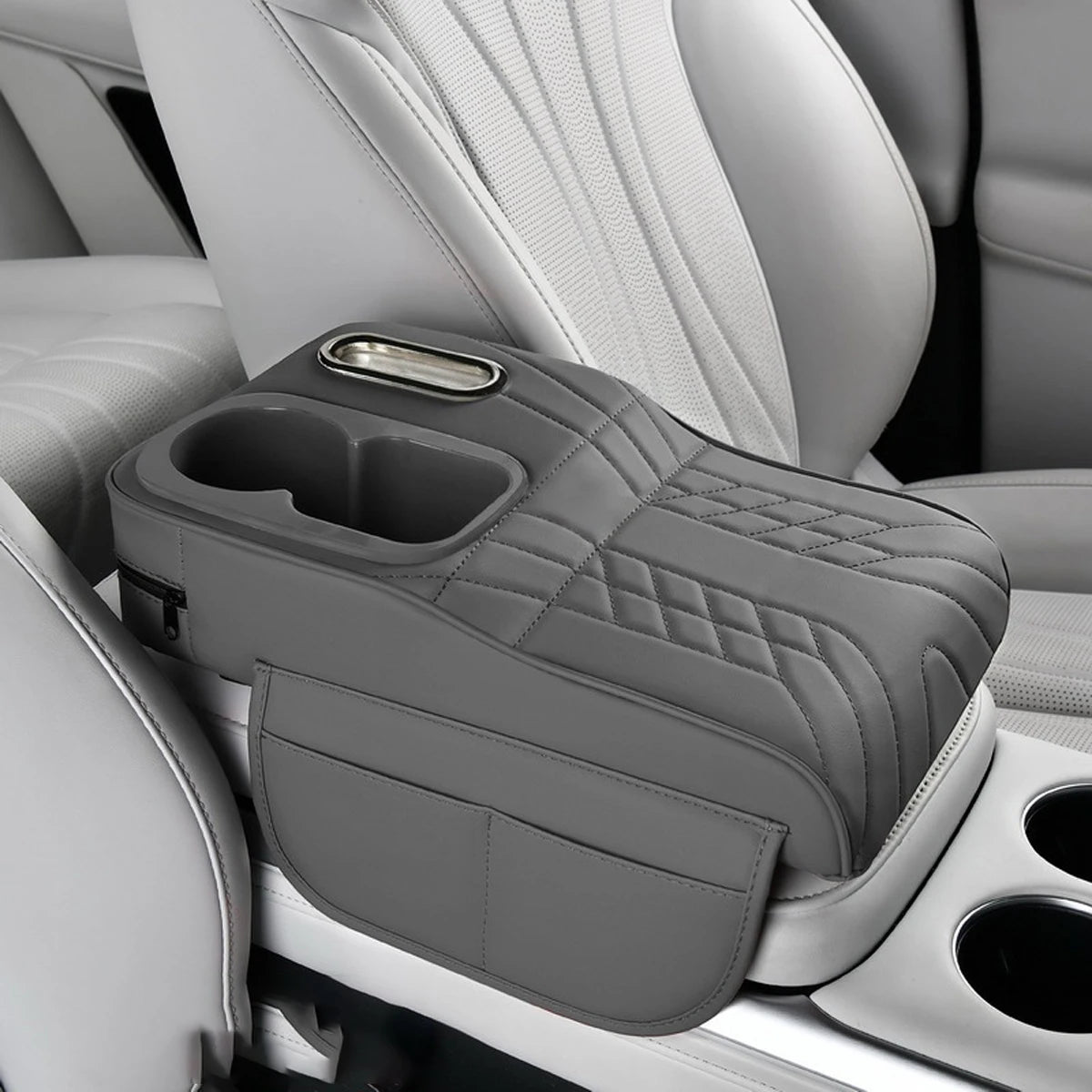 Universal Car Armrest Cushion Center Console Cover Cup Holder Tissue Storage
