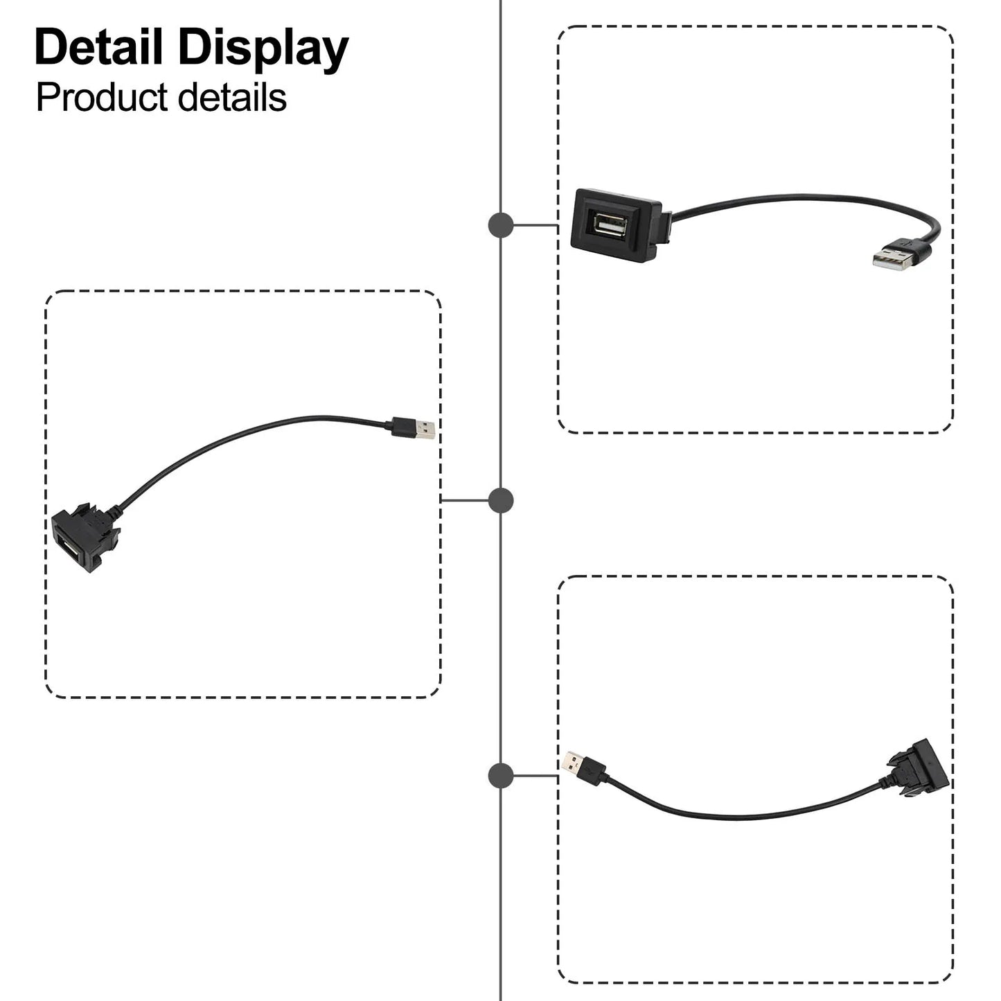 Flush Mount USB 2.0 Dash Socket Panel Extension for Toyota Hilux Prado
