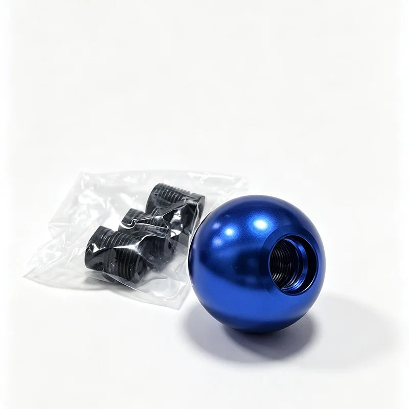Aluminum Alloy Gear Shift Knob Ribbed Spherical Manual Shifter 3 Adapters