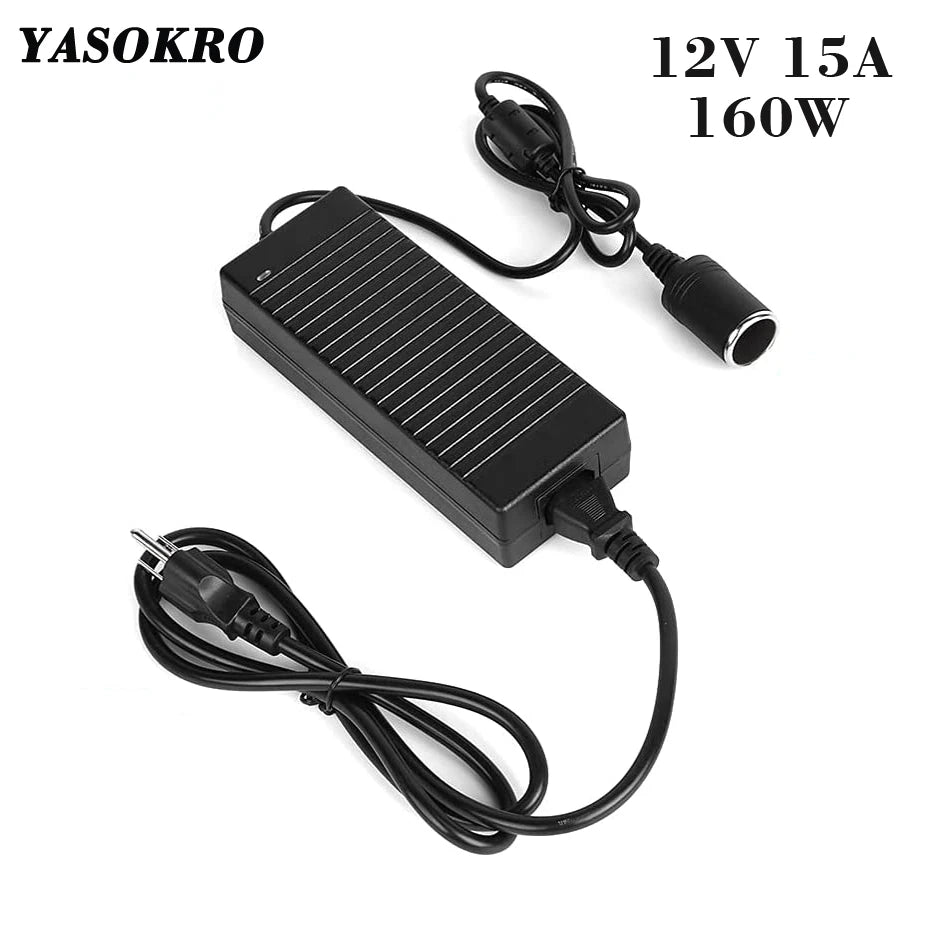 110V/240V AC to 12V DC 15A 160W Power Adapter Cigarette Lighter Socket Supply