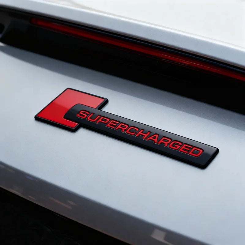3D Supercharged Metal Car Emblem Badge Sticker for Audi A3 A4 A5 Q3 Q5 Q7