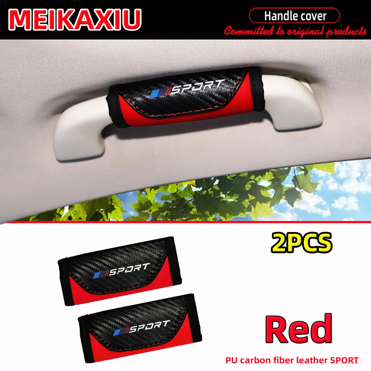 PU Leather Carbon Fiber SPORT Interior Door Handle Protector Cover