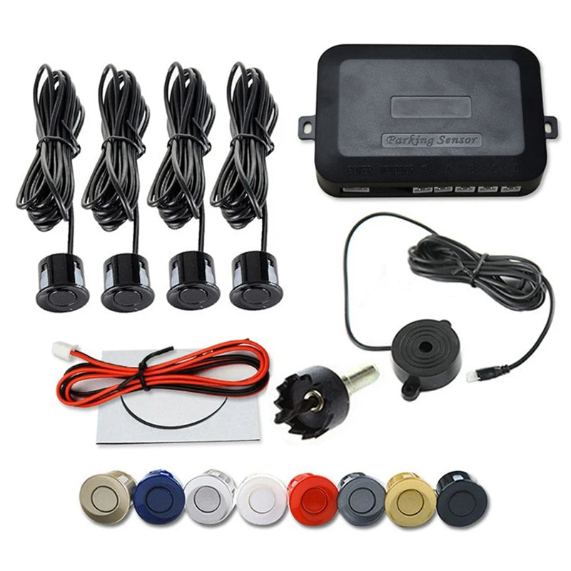 Risingon 12V Car Parking Sensor Kit 4 Sensors 22mm Reverse Backup Radar Buzzer