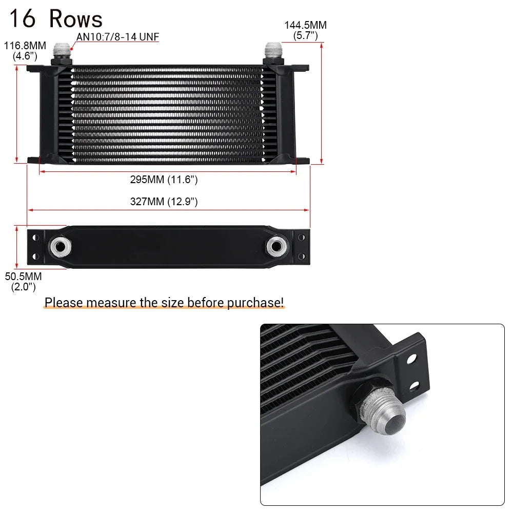 AN10 Aluminum Engine Oil Cooler 7-30 Row Universal Racing Radiator