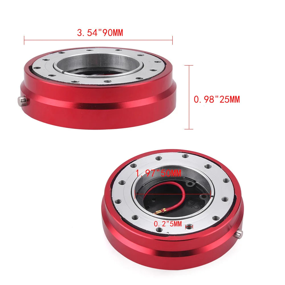 Red 1 Inch Thin 6-Hole Steering Wheel Quick Release Hub Adapter Kit JDM