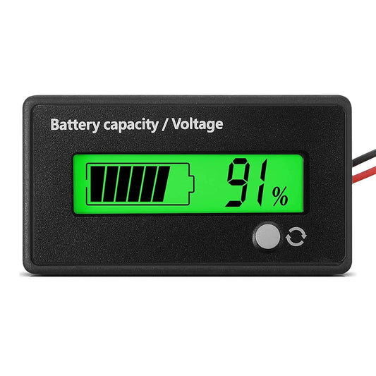 DC 12V 24V 36V 48V 72V Battery Capacity Voltage Meter Gauge Alarm Indicator