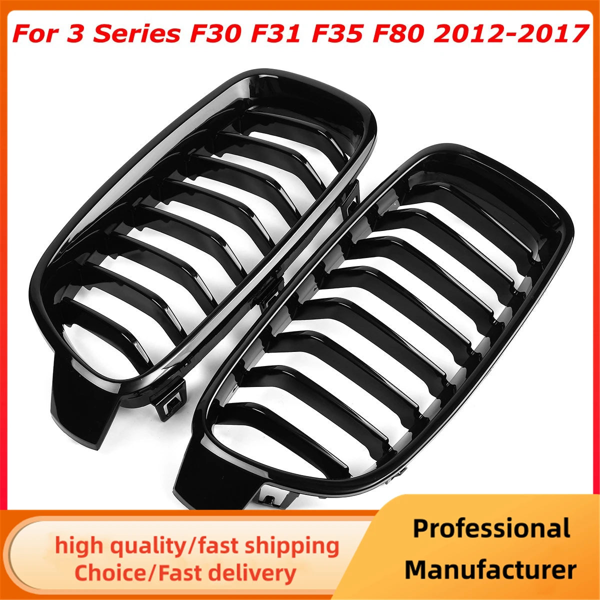 Gloss Black Front Kidney Racing Grille for BMW 3 Series F30 F31 F35 2012–2018