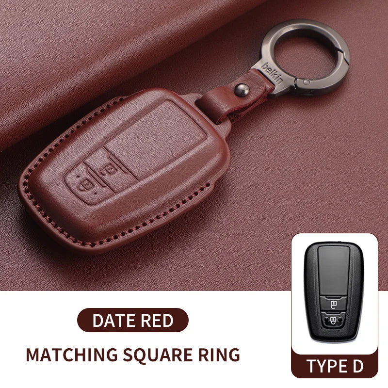 Leather Smart Key Case Cover for Toyota Prius, Camry, Corolla, Avalon, C-HR, RAV4