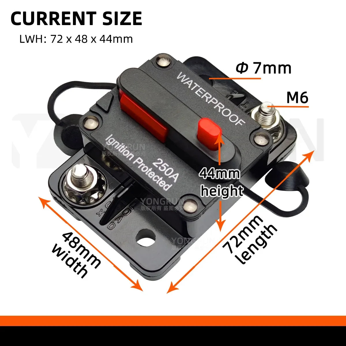 Circuit Breaker 20A–300A Manual Reset for Car Audio System 12V- 48V DC 40A 60A