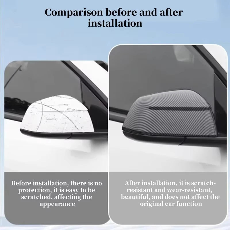 Side Mirror Covers ABS Black Carbon Print for Tesla Model Y Juniper 2025+