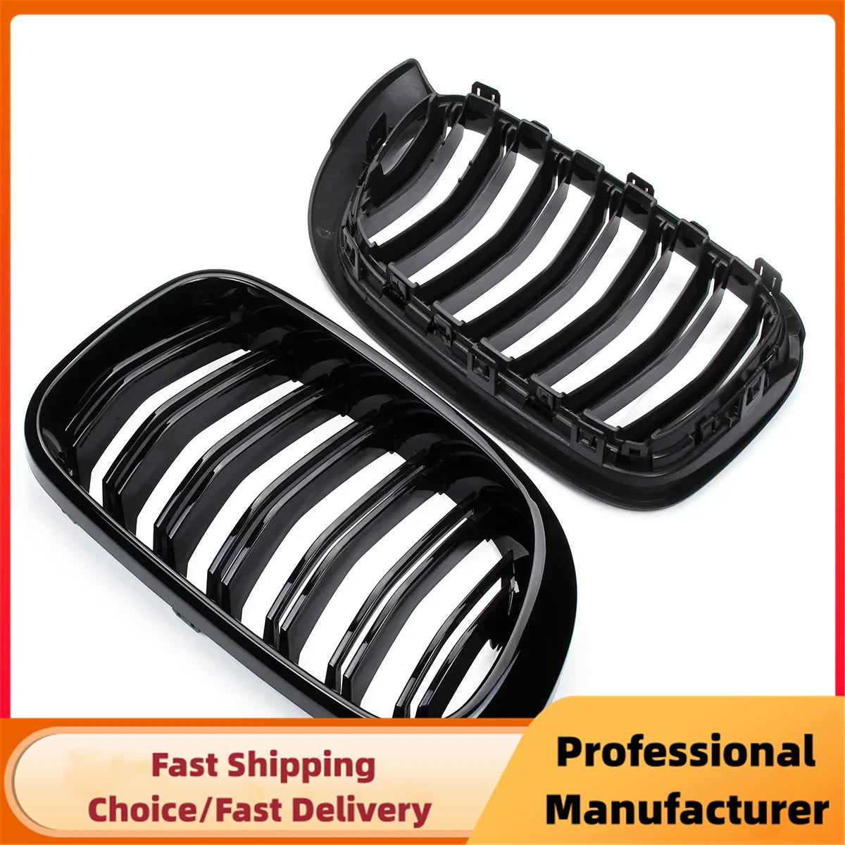 Gloss Black Double Slat Kidney Grille for BMW X3 X4 F25 F26 2014–2017