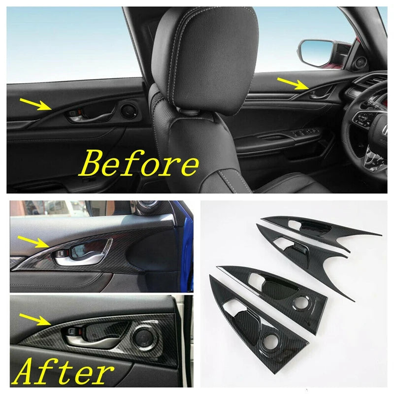 Carbon Fibre Door Handle Bowl Cover Trim for Honda Civic Hatchback 2020 2021
