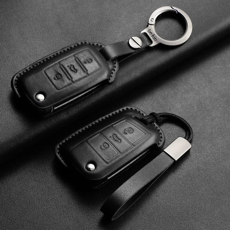 Leather Smart Key Case Cover for Volkswagen Polo, Golf 7 MK7, Tiguan Passat