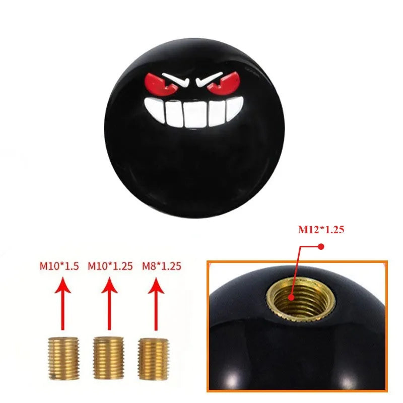 JDM Ghost Smile Face Ball Gear Shift Knob Manual Shifter 3 Adapters