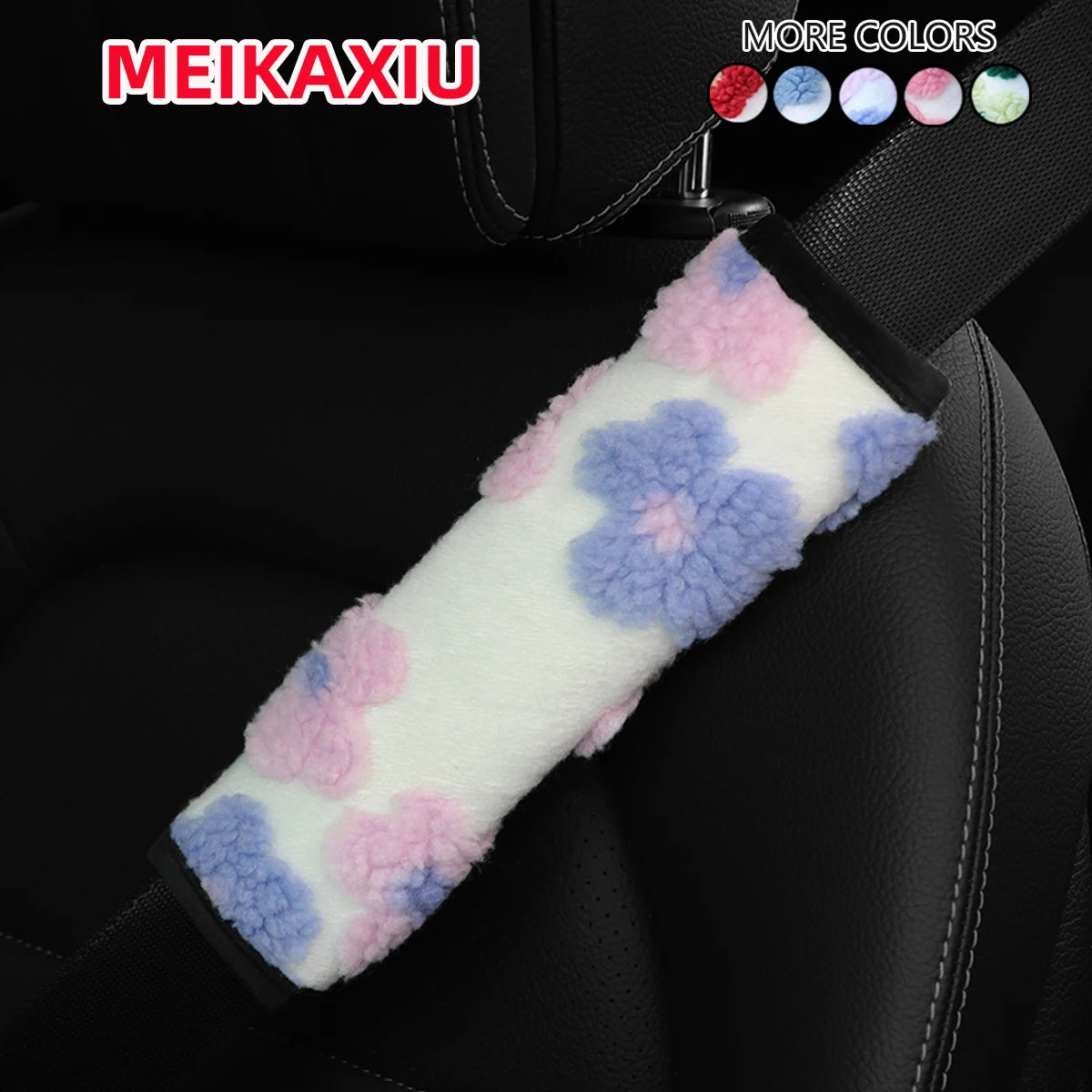 Plush Flower Winter Steering Wheel Cover Soft Warm Anti-Slip 15 Inch Universal