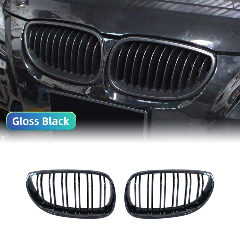 Gloss Black Double Slat Kidney Grille for BMW E60 E61 5 Series 2003–2009