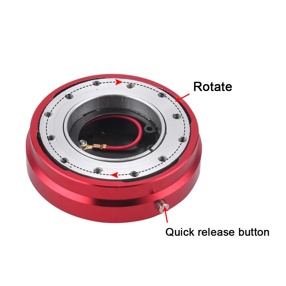 Red 1 Inch Thin 6-Hole Steering Wheel Quick Release Hub Adapter Kit JDM