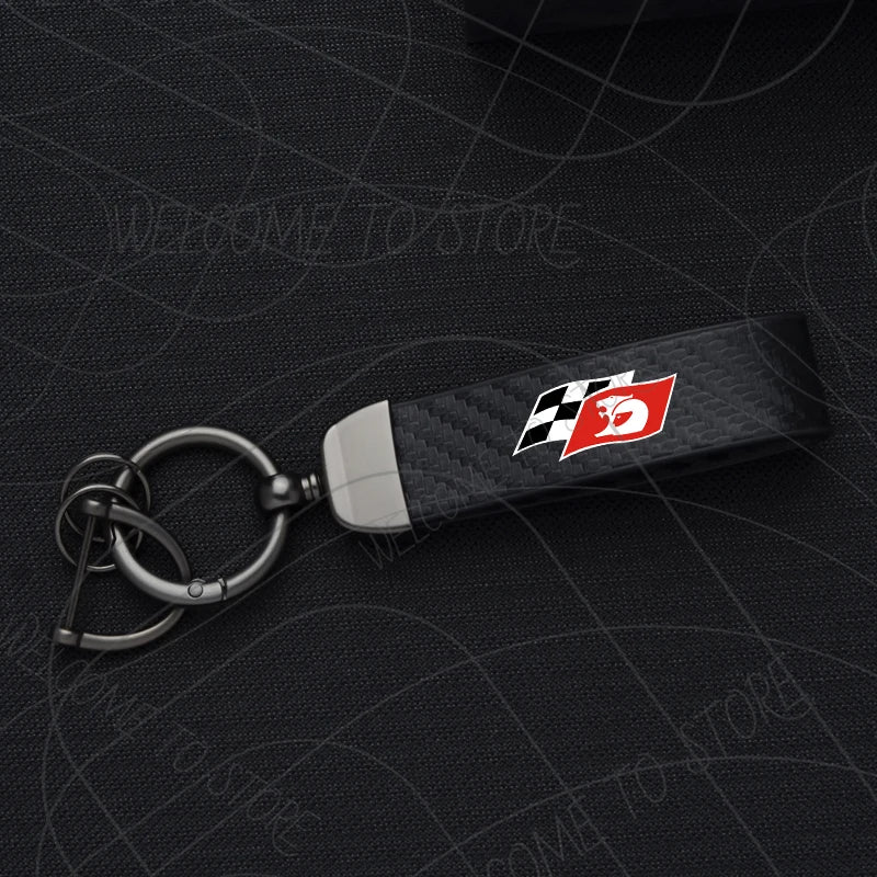 HSV Racing Logo Keychain PU Leather Carbon Fiber Zinc Alloy Keyring