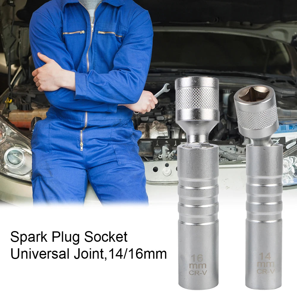 14mm 16mm Magnetic Thin Wall Universal Joint Spark Plug Socket Wrench Tool