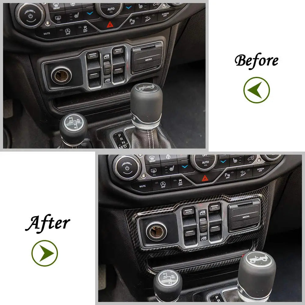 Carbon Fiber Style Window Switch Control Panel Trim for Jeep Wrangler 2018–2021