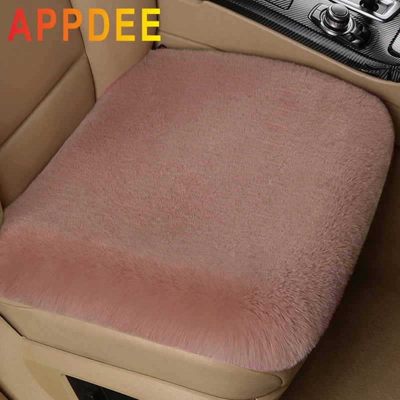 Universal Winter Plush Car Seat Cushion Soft Faux Rabbit Fur Seat Cover