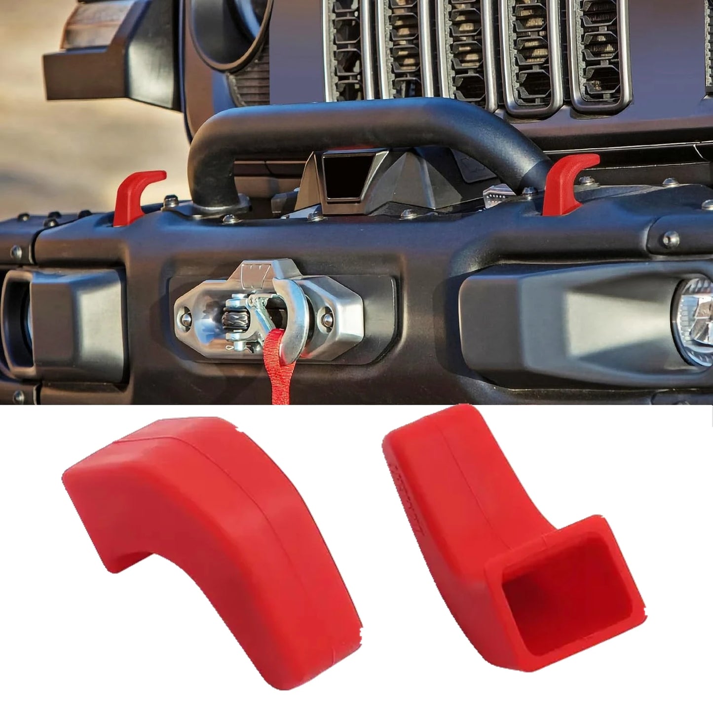 2PCS Bumper Tow Hook Covers for Jeep Wrangler JK JL & Gladiator JT 2007–2022