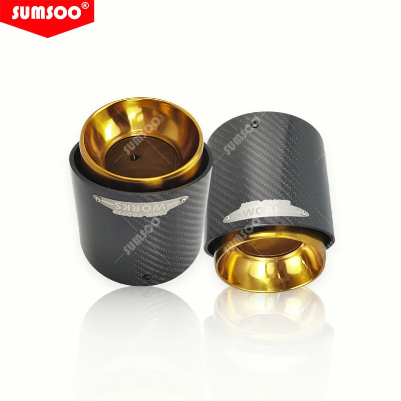 1Pcs Black Chrome Carbon Fiber Exhaust Tip for Mini Cooper R55 R56 R57 R58