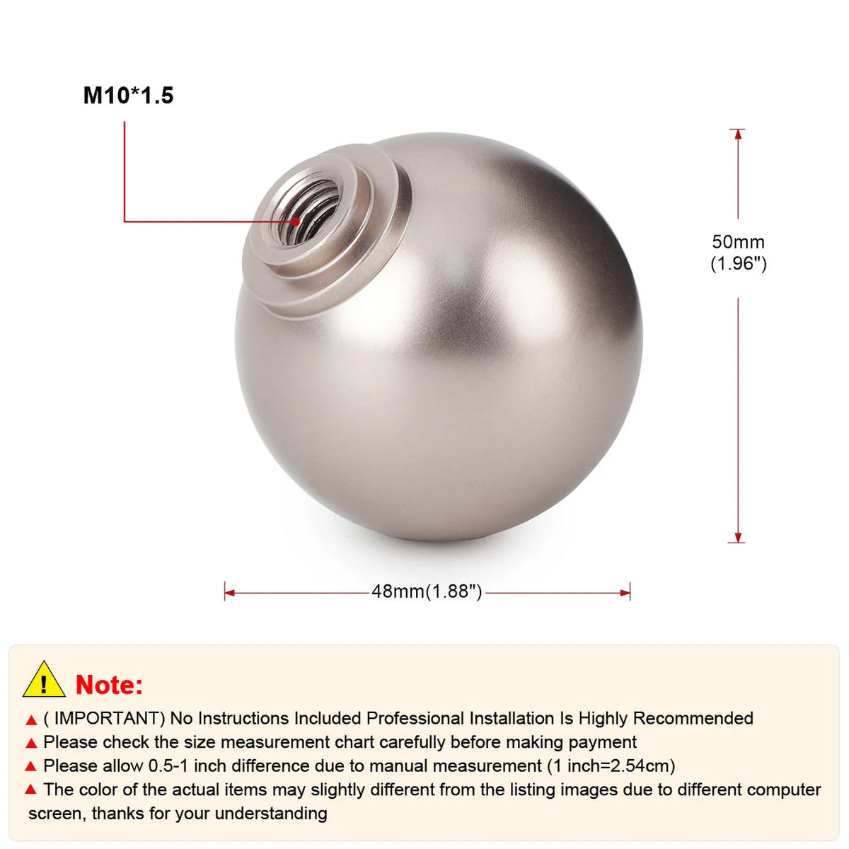 Aluminum 5/6 Speed Ball Gear Shift Knob M10x1.5 for Honda Civic Fit City Type R
