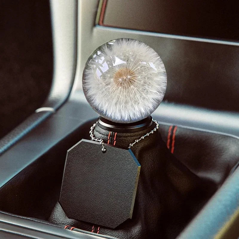 54mm Dandelion Crystal Ball Gear Shift Knob Clear Acrylic Universal