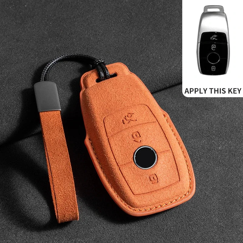Suede Leather Smart Key Case Cover for Mercedes-Benz E-Class, C-Class 2018–2020