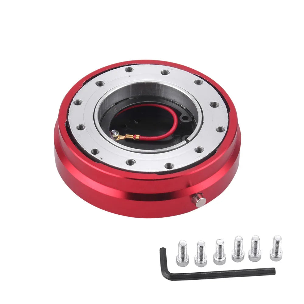 Red 1 Inch Thin 6-Hole Steering Wheel Quick Release Hub Adapter Kit JDM