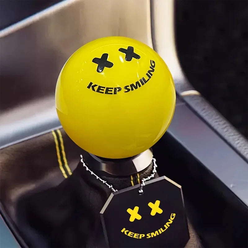 Universal JDM Smile Face Gear Shift Knob Manual Transmission Shifter Yellow Black