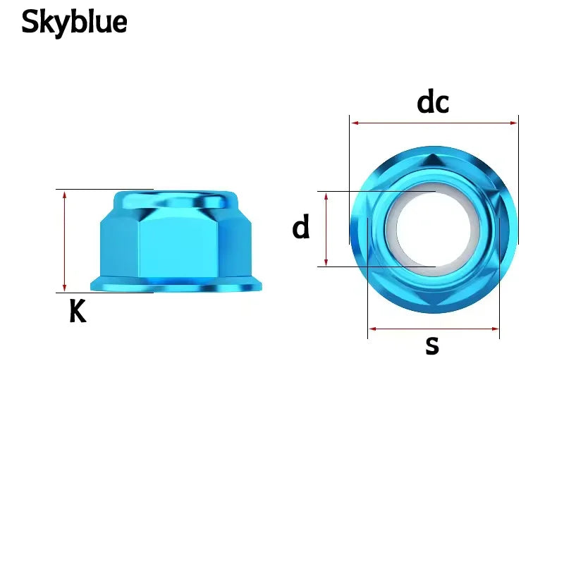 Aluminum Alloy Flange Nylon Lock Nuts M2-M8 Anodized RC FPV Drone Fasteners
